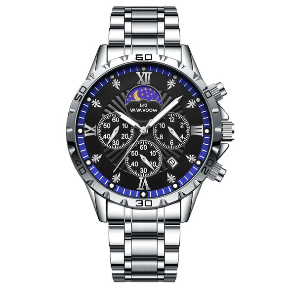 Men's Alloy Stainless Steel Waterproof Luminous Calendar Quartz Watch With Round Dial And Business Style