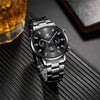 Men's Alloy Steel Band Quartz Watch With Round Dial And Single Folding Buckle Business Style