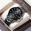 Men's Alloy Steel Band Quartz Watch With Round Dial And Single Folding Buckle Business Style