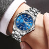 Men's Alloy Strap Quartz Watch With Rhombus Shape Digital Dial Rhinestone Calendar And Rose Gold Pin Buckle
