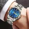 Men's Alloy Strap Quartz Watch With Rhombus Shape Digital Dial Rhinestone Calendar And Rose Gold Pin Buckle