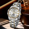 Men's Alloy Strap Quartz Watch With Rhombus Shape Digital Dial Rhinestone Calendar And Rose Gold Pin Buckle