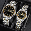 Men's Alloy Strap Quartz Watch With Rhombus Shape Digital Dial Rhinestone Calendar And Rose Gold Pin Buckle