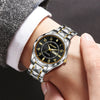 Men's Alloy Strap Quartz Watch With Rhombus Shape Digital Dial Rhinestone Calendar And Rose Gold Pin Buckle