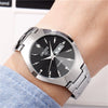 Men's Alloy Watch Fashion Business Style Round Dial Waterproof Spiral Crown Single Folding Buckle