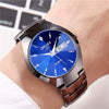 Men's Alloy Watch Fashion Business Style Round Dial Waterproof Spiral Crown Single Folding Buckle