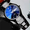 Men's Alloy Watch Fashion Business Style Round Dial Waterproof Spiral Crown Single Folding Buckle
