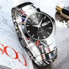 Men's Alloy Watch Fashion Business Style Round Dial Waterproof Spiral Crown Single Folding Buckle