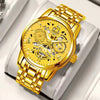 Men's Alloy Watch With Waterproof Luminous Hollow Design And Round Dial