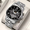 Men's Alloy Watch With Waterproof Luminous Hollow Design And Round Dial