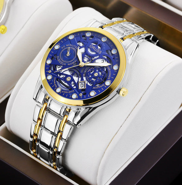 Men's Alloy Wrist Watch Round Dial Personality Durable Trendy Cool Black Waterproof Luminous Business Style