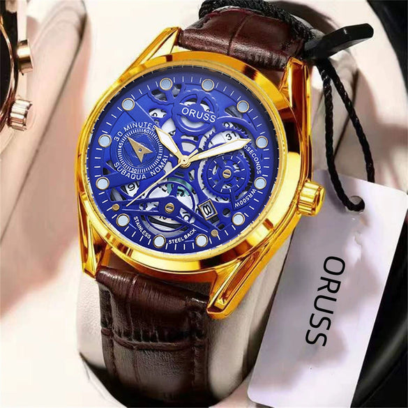Men's Alloy Wrist Watch Round Dial Personality Durable Trendy Cool Black Waterproof Luminous Business Style