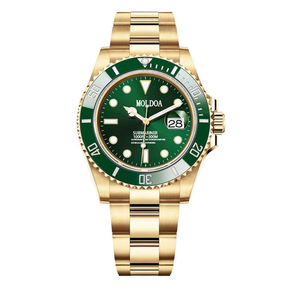 Men's Automatic Fake Mechanical Waterproof Luminous Calendar Watch With Alloy Case And Strap Stainless Steel Butterfly Buckle Round Dial