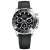 Men's Automatic Hollow Movement Luminous Calendar Waterproof Silicone Strap Alloy Case Mineral Glass Mirror Round Dial Watch
