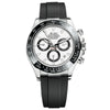 Men's Automatic Hollow Movement Luminous Calendar Waterproof Silicone Strap Alloy Case Mineral Glass Mirror Round Dial Watch
