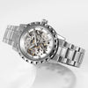 Men's Automatic Mechanical Alloy Watch With Hollow Luminous Waterproof Fashion Style And Round Dial
