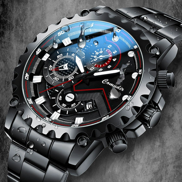 Men's Automatic Mechanical And Quartz Electronic Watch Alloy Case Stainless Steel Strap Round Dial Business Style