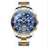 Men's Automatic Mechanical Tourbillon Multifunctional Calendar Luminous Waterproof Watch With Stainless Steel Strap And Clasp Alloy Case Round Dial