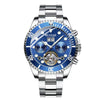 Men's Automatic Mechanical Tourbillon Multifunctional Calendar Luminous Waterproof Watch With Stainless Steel Strap And Clasp Alloy Case Round Dial