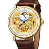 Men's Automatic Mechanical Watch Alloy Case Genuine Leather Strap Stainless Steel Clasp Round Dial Cut Out Transparent Bottom Leisure Style
