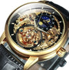 Men's Automatic Mechanical Watch Alloy Case Genuine Leather Strap Stainless Steel Clasp Round Dial Cut Out Transparent Bottom Leisure Style