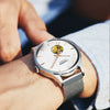 Men's Automatic Mechanical Watch Stainless Steel Case And Strap Round Dial Sapphire Glass Mirror Hollow Movement Luminous