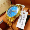 Men's Automatic Movement Alloy Case Fine Steel Strap Round Dial Mineral Reinforced Glass Mirror Leisure Style Luminous Waterproof Double Calendar Digital Watch