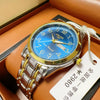 Men's Automatic Movement Alloy Case Fine Steel Strap Round Dial Mineral Reinforced Glass Mirror Leisure Style Luminous Waterproof Double Calendar Digital Watch