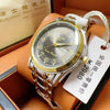 Men's Automatic Movement Alloy Case Fine Steel Strap Round Dial Mineral Reinforced Glass Mirror Leisure Style Luminous Waterproof Double Calendar Digital Watch