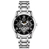 Men's Automatic Movement Watch Alloy Case And Strap Mineral Strengthened Glass Mirror Round Dial Leisure Style Luminous Waterproof