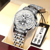 Men's Automatic Movement Watch Alloy Case And Strap Mineral Strengthened Glass Mirror Round Dial Leisure Style Luminous Waterproof