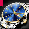 Men's Automatic Movement Waterproof Luminous Double Calendar Casual Business Style Watch With Alloy Strap And Stainless Steel Case
