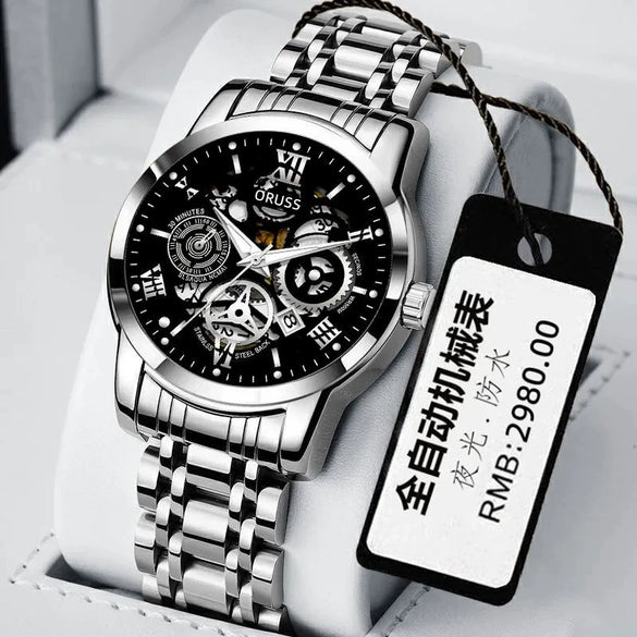 Men's Automatic Non Mechanical Business Style Watch With Alloy Case And Strap Mineral Strengthened Glass Mirror Round Dial