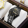 Men's Automatic Quartz Business Wrist Watch With Luminous Waterproof Calendar Round Dial Alloy Case Steel Strap Coated Glass Mirror