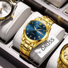 Men's Automatic Quartz Business Wrist Watch With Luminous Waterproof Calendar Round Dial Alloy Case Steel Strap Coated Glass Mirror