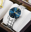 Men's Automatic Quartz Business Wrist Watch With Luminous Waterproof Calendar Round Dial Alloy Case Steel Strap Coated Glass Mirror