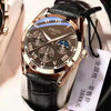 Men's Automatic Quartz Watch Steel Case Pu Strap Round Dial Luminous Waterproof Rose Gold Sun Moon Star Concept