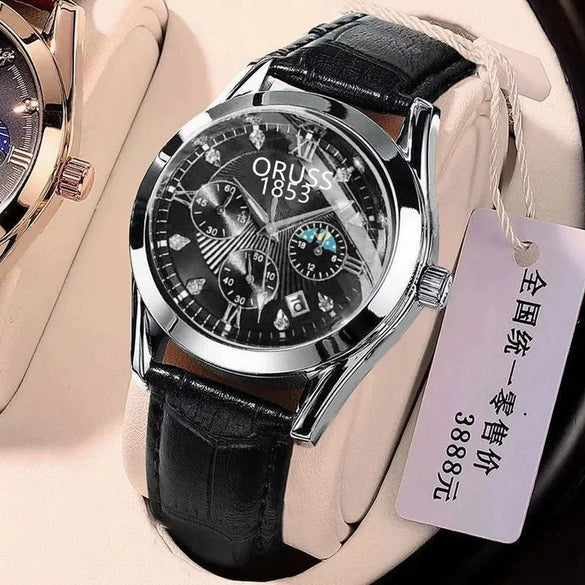 Men's Automatic Quartz Watch Steel Round Dial Luminous Waterproof