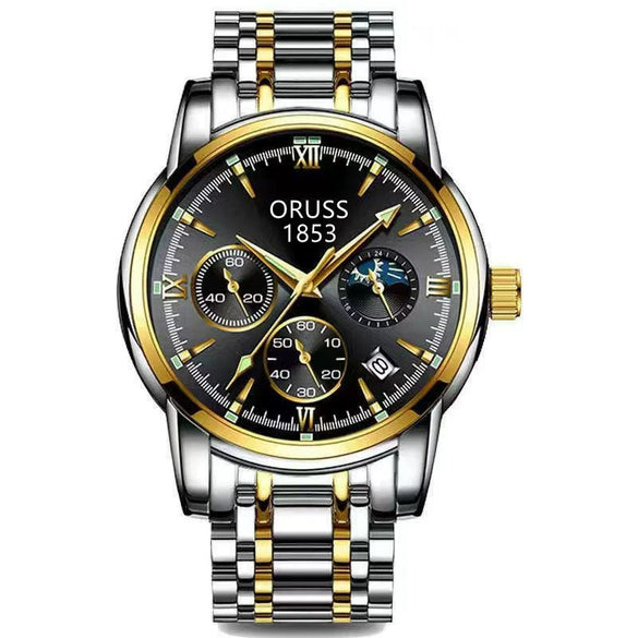 Men's Automatic Quartz Watch Steel Round Dial Luminous Waterproof