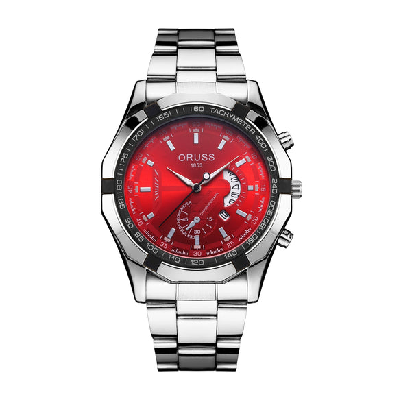 Men's Automatic Tungsten Steel And Steel Watch Luminous Waterproof Calendar Hollow Large Dial