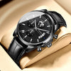 Men's Automatic Waterproof Luminous Calendar Alloy And Genuine Leather Watches With Round Dial And Onion Crown In Leisure Style