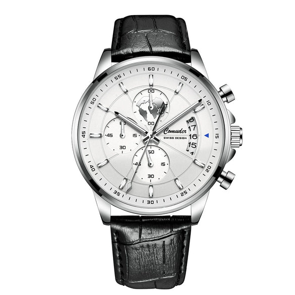 Men's Automatic Waterproof Luminous Calendar Alloy And Genuine Leather Watches With Round Dial And Onion Crown In Leisure Style