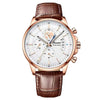 Men's Automatic Waterproof Luminous Calendar Alloy And Genuine Leather Watches With Round Dial And Onion Crown In Leisure Style