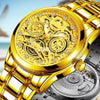 Men's Automatic Waterproof Luminous Hollow Fashion Fake Mechanical Watch With Alloy Case And Strap Stainless Steel Buckle Transparent Bottom And Mineral Reinforced Glass Mirror