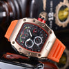 Men's Barrel Dial Quartz Watch With Carbon Fiber Pattern Pointer Display Rubber Strap Business Style Wholesale