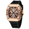 Men's Barrel Shaped Silicone And Stainless Steel Watch With Chronograph Function