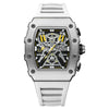 Men's Barrel Shaped Silicone And Stainless Steel Watch With Chronograph Function