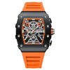 Men's Barrel Shaped Silicone And Stainless Steel Watch With Chronograph Function