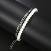 Men's Beaded Bracelet Set Stone Geometric Handmade