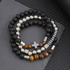 Men's Beaded Bracelet Set Stone Geometric Handmade